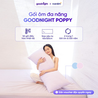 Vỏ Gối Ôm và Gối Ôm gòn Bông Goodnight Poppy 45x120cm, Vỏ Gối Ôm Vải Thun Mềm, Sợi Vải Mát Lạnh