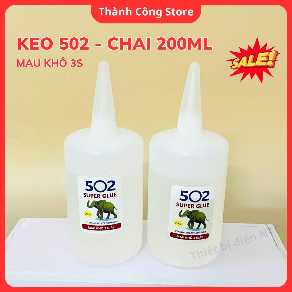 Combo 2 chai keo 502 loại 200ml con voi loại tốt keo dán sắt dính chắc tiện dụng