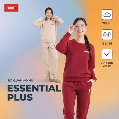 Bộ quần áo nữ CANIFA set nỉ thu đông dài tay form rộng Essential Plus 6ST25W005