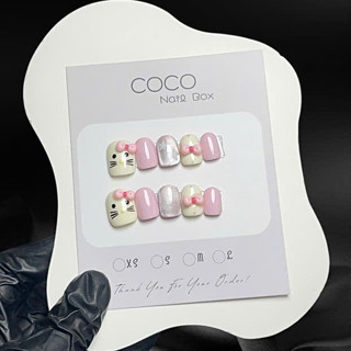  Coco Luxury - 031 Móng Úp Tay Nailbox Thiết kế Hello Kitty  màu Pastel nặn nơ siêu dễ thương 