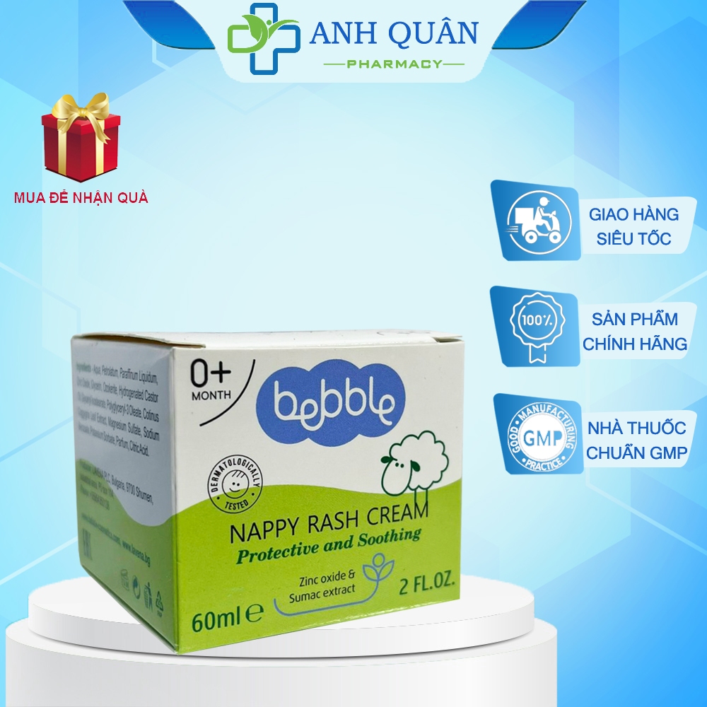 Kem hăm tã cho bé Bebble Nappy Rash Cream 60ml nhập khẩu chính hãng Bulgaria (hàng chuẩn)
