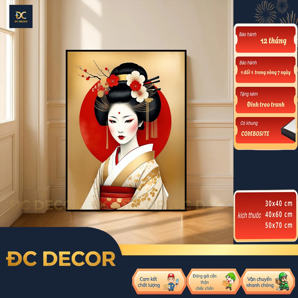Tranh canvas cô gái nhật bản tranh canvas, tranh treo tường, tranh trang trí, tranh đẹp
