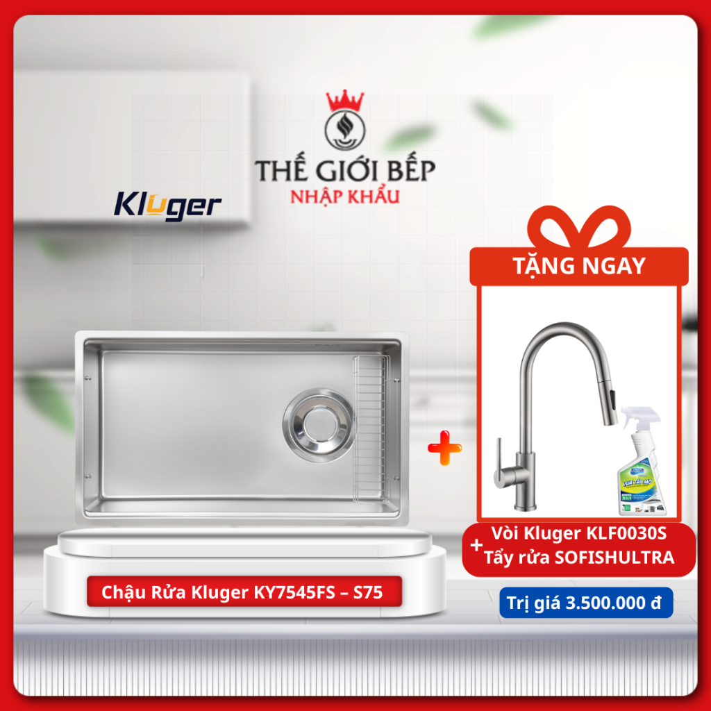 [TẶNG VÒI] Chậu rửa bát Kluger KY7545FS – S75 Chống Gỉ, Dễ Vệ Sinh, Sang Trọng