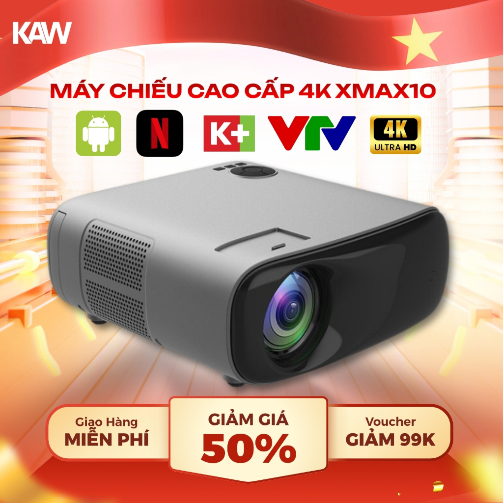 Máy Chiếu XMAX10 KAW Siêu Sáng Lumens12000, Hỗ trợ 4K , Âm Thanh To Hình Ảnh Sống Động Bảo Hành 12 Tháng