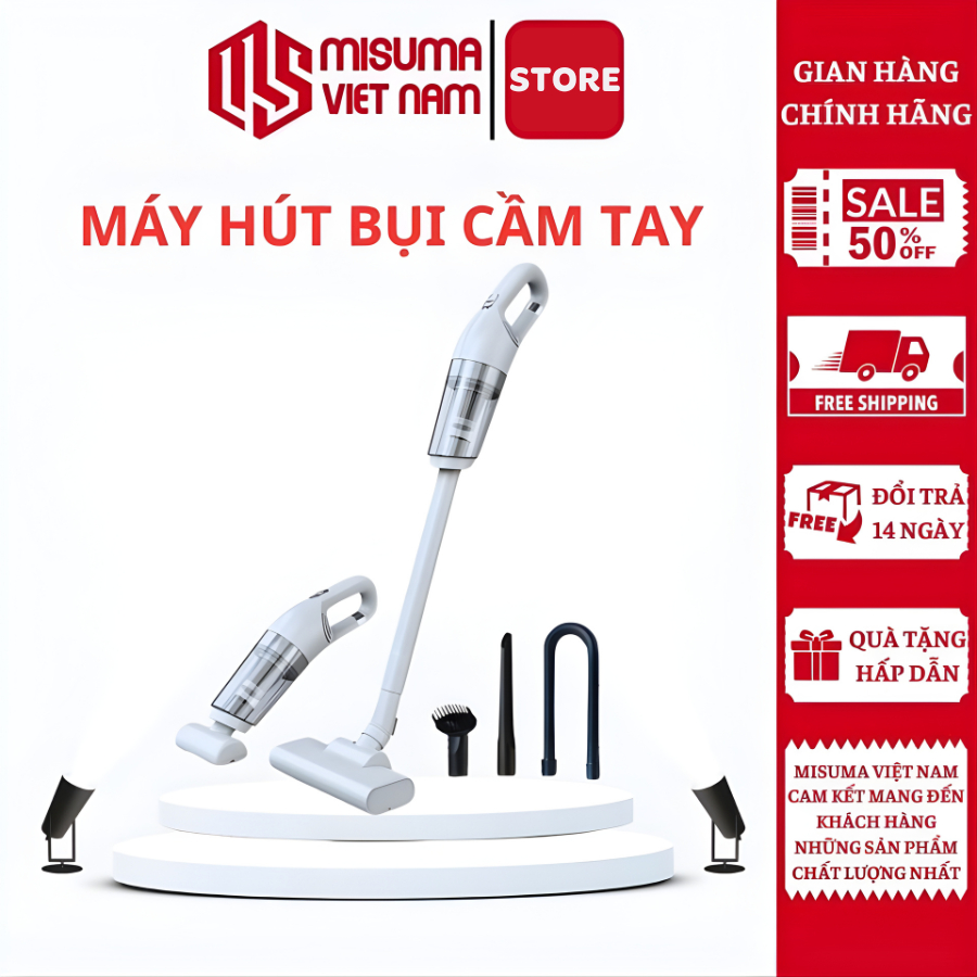 Máy Hút Bụi Cầm Tay Misuma Hút Bụi Giường Nệm,Lông Chó,Lông Mèo Tóc,Ô Tô Không Dây Lực Hút 20000PA