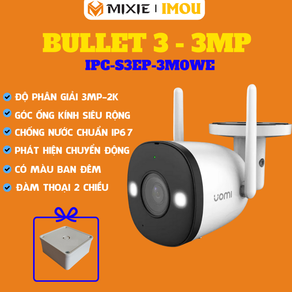 ( TẶNG HỘP KỸ THUẬT) Camera IMOU Bullet 3 3MP/5MPI Đàm thoại 2 chiều I Bảo hành 2 năm