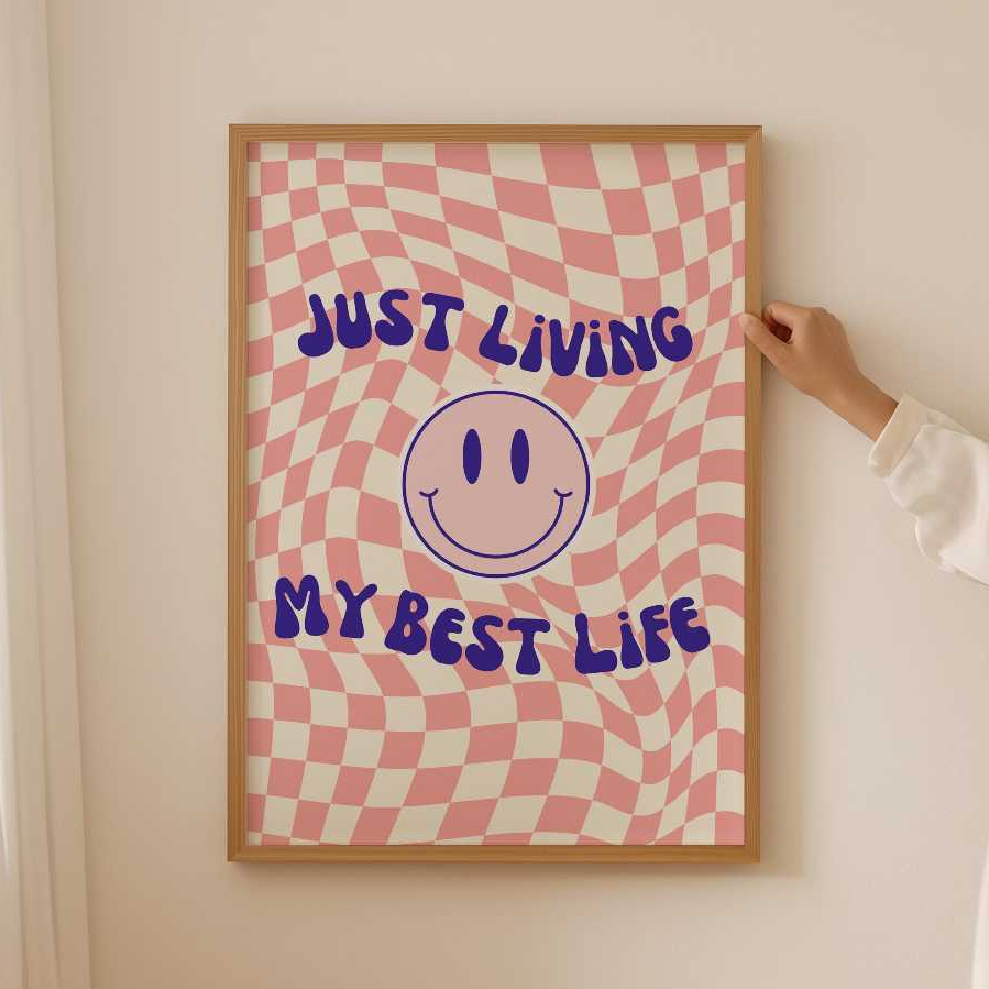 Tranh treo tường, Best Life Poster for Aesthetic room decor- Funny Smiley Print for coquette dopamin