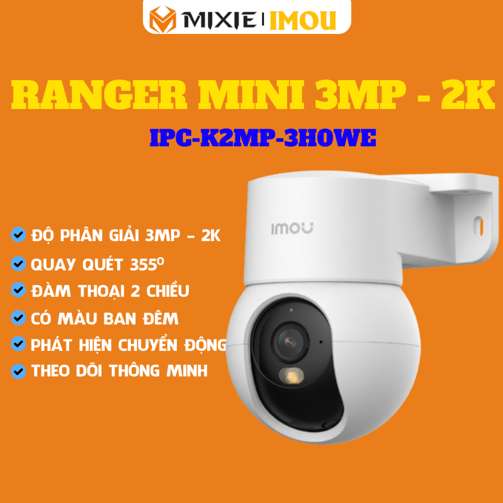 Camera IMOU Ranger Mini 3MP/5MP - Camera trong nhà tích hợp chân đế gắn tường, quan sát ban đêm thôn