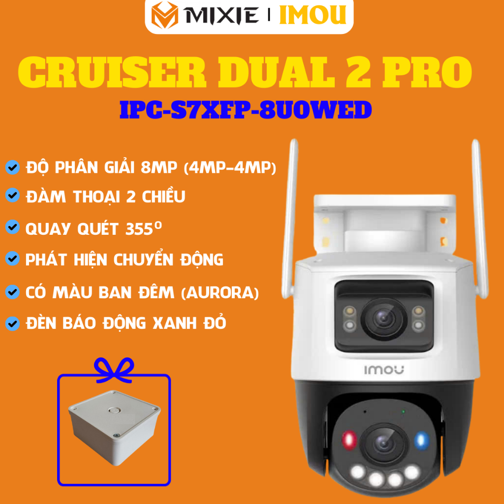 Camera Imou Cruiser Dual 2 Pro 8MP ( 4MP + 4MP) | Camera ngoài trời quan sát đêm Công nghệ AURORA si