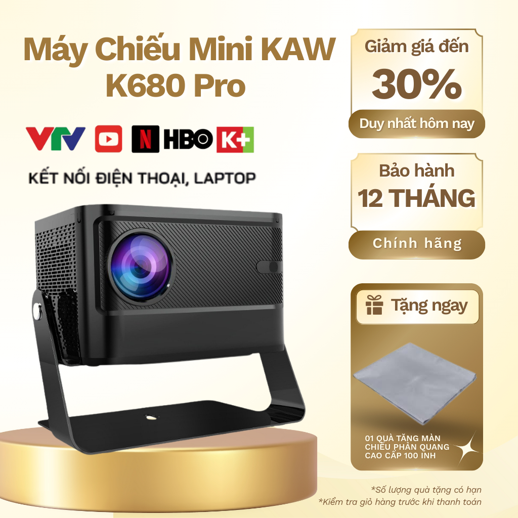 Máy Chiếu Mini KAW K680 Pro WiFi Không Dây – Chiếu 4K Sắc Nét – Đa Dụng Gia Đình, Văn Phòng