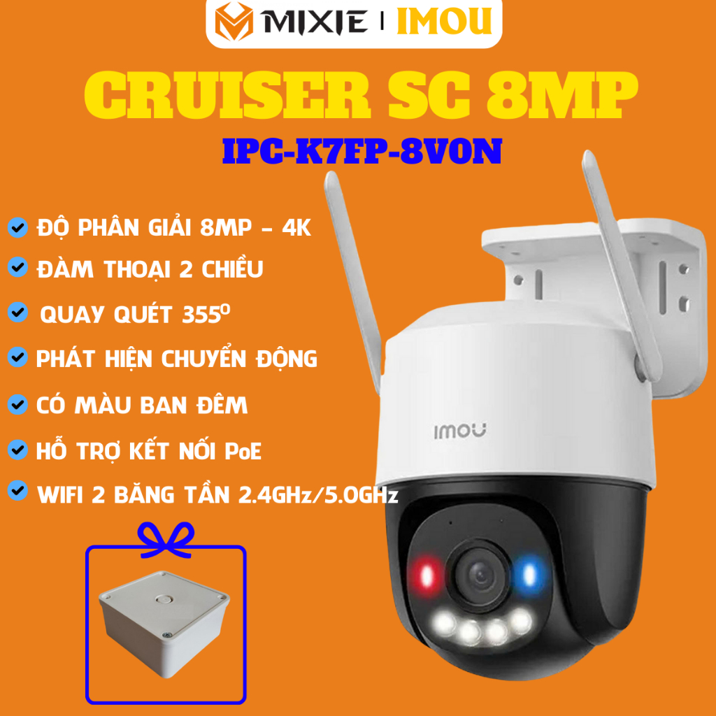 Imou Cruiser SC 8MP | IPC-K7FP-8V0N | Ghi hình chuẩn 4K | Rõ từng khung hình | BH 2 NĂM