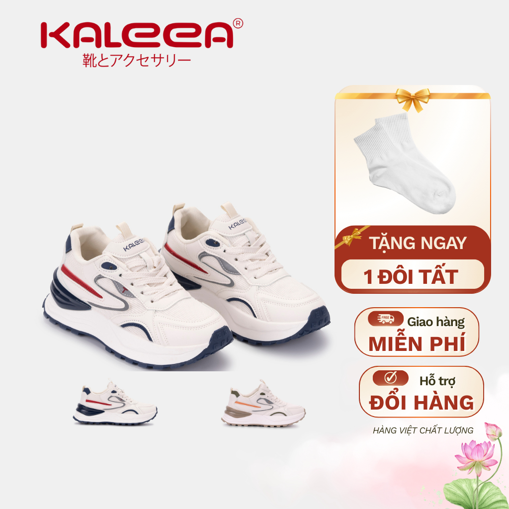  Kaleea - Giày Thể Thao Nam Nữ Phối Màu Đi Êm Sneaker Thoáng Khí Đế Cao 4,5p - T115 