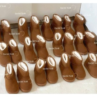 Giày Boot da lộn trần bông phong cách Hàn cho bé trai bé gái đi chơi, đi học, Noel, Tết