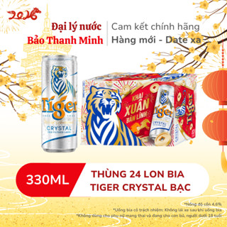   MẪU XUÂN 2026   HOẢ TỐC  Bia TIGER Crystal Bạc 330ml - Nồng độ cồn 4,6%  Thùng 24 lon   Date xa  