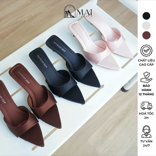  Guốc cao gót mũi nhọn 3 phân chất satin size 35-39 mũi hở hack dáng thanh lịch - SOL | MAIGIAYDEP 