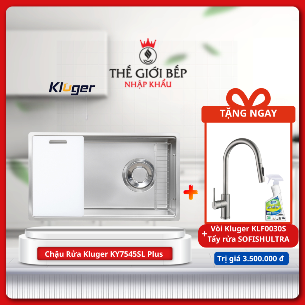 [TẶNG VÒI] Chậu rửa bát Kluger KY7545SL Plus Thiết Kế Chống Tràn Nước Hiệu Quả