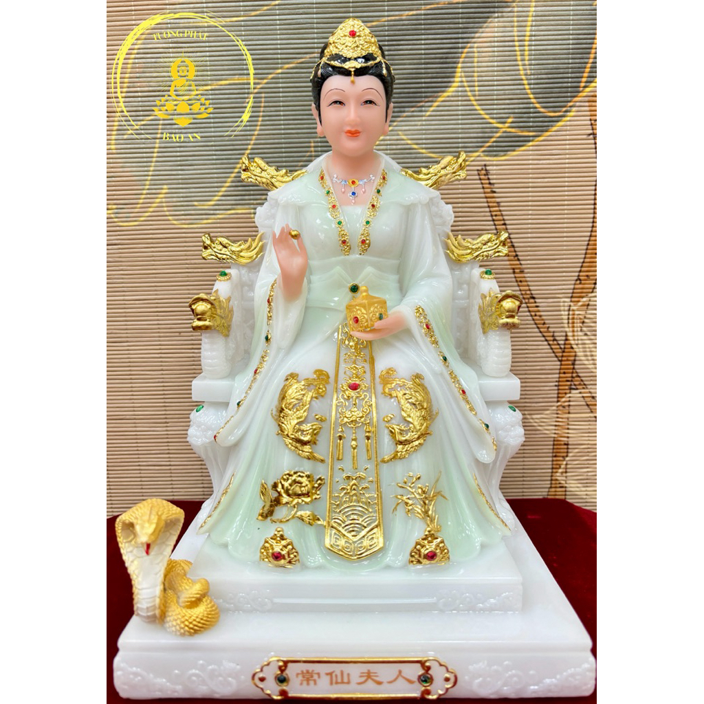 Mẹ Nữ Oa, chất liệu bột đá nhập khẩu Đài Loan, màu trắng ngọc, chiều cao 30cm