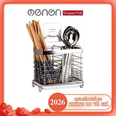 Ống Đựng Đũa Nhà Bếp INOX 304 Có Khay Hứng Nước Dán Tường - OENON