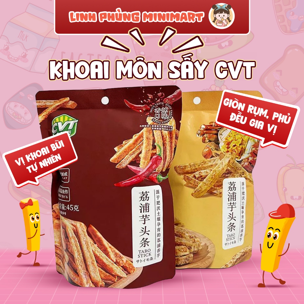 Khoai môn sấy CVT 3 màu 3 vị giòn rụm – Snack mặn đậm vị, ăn là ghiền Linh Phùng minimart