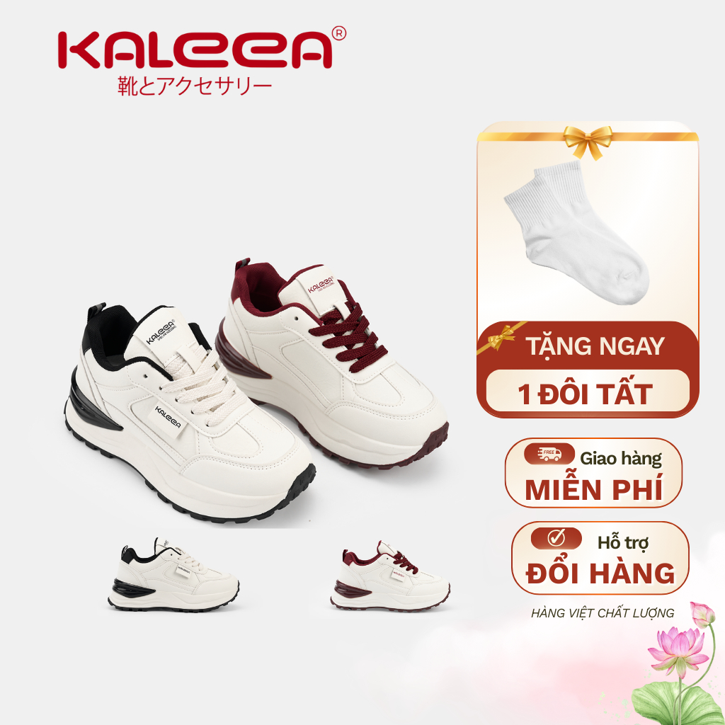 Kaleea - Giày Sneaker Nữ Chất Da Mềm Giày Thể Thao Nữ Đế Cao 5p Thời Trang, Năng Động - T158