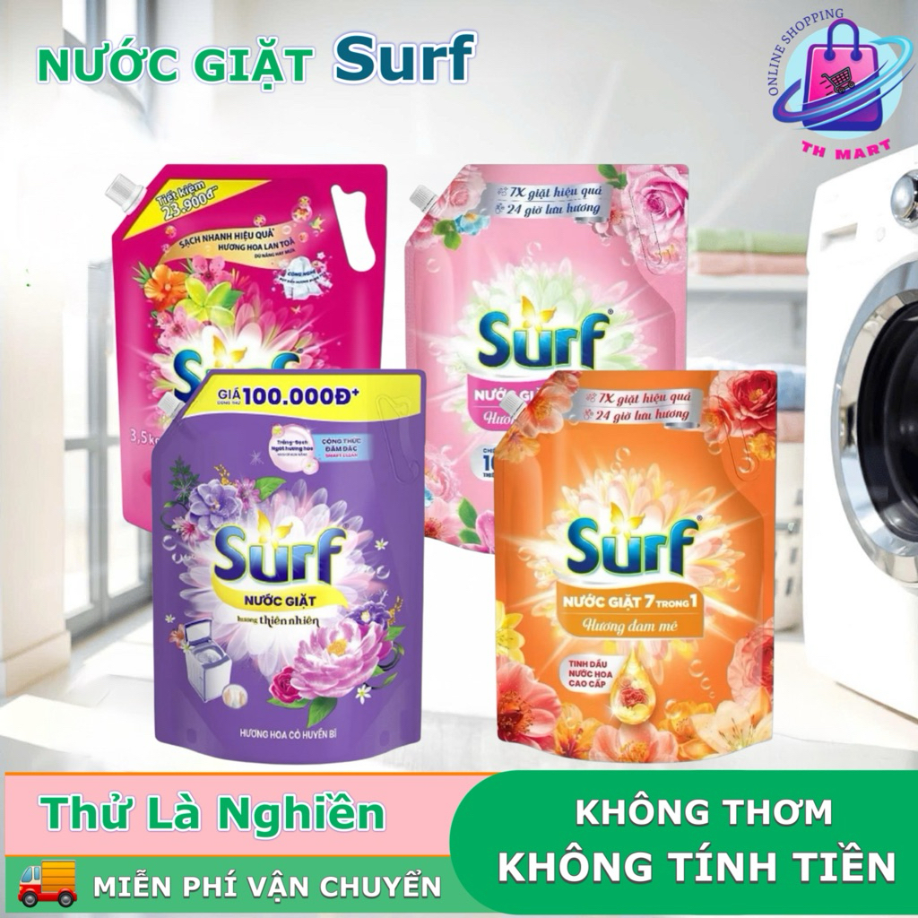  Nước Giặt Surf Túi Nắp Xoáy Hương Nước Xả Vải Mới 2.9kg 3.6kg 4kg 