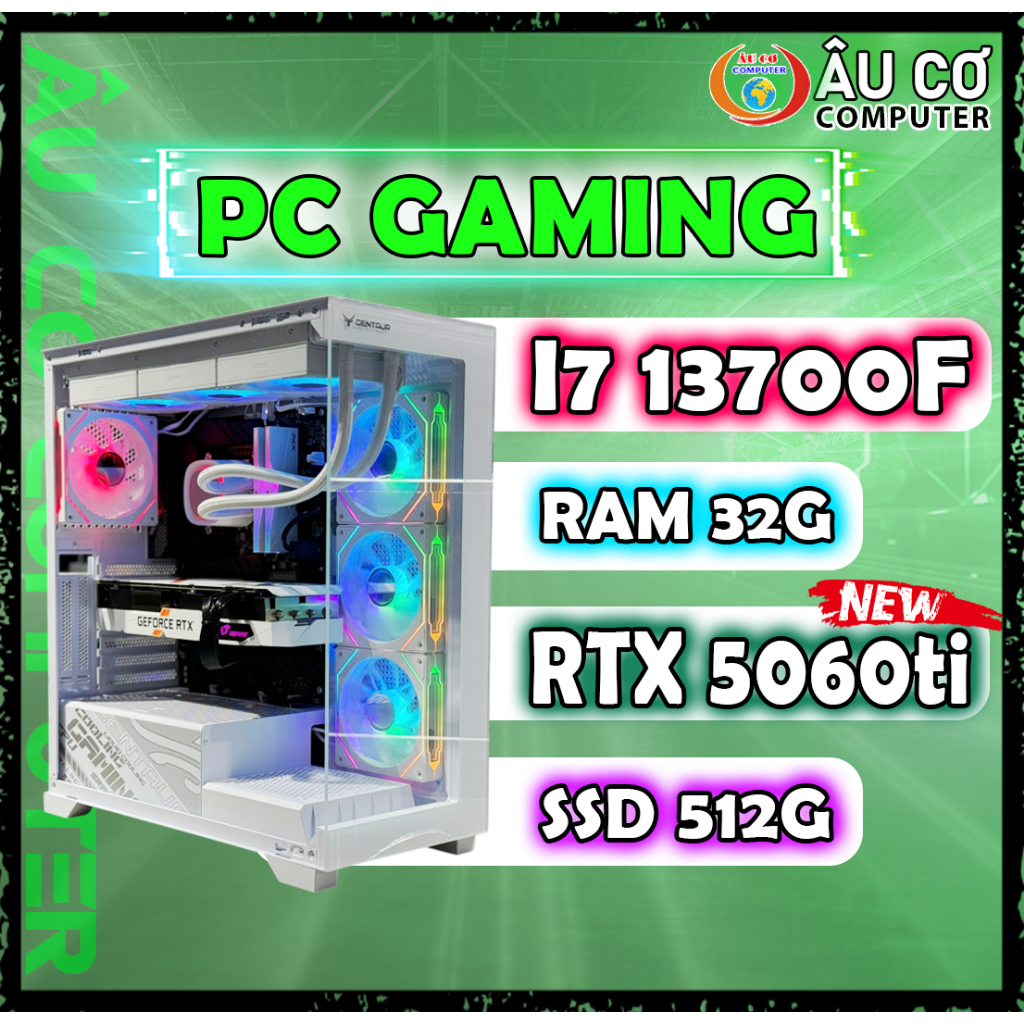 [FULL NEW] PC Gaming i7 13700F Ram 32G SSD 512G RTX 5060ti Case Gaming, Cây Gaming chơi game Giá rẻ