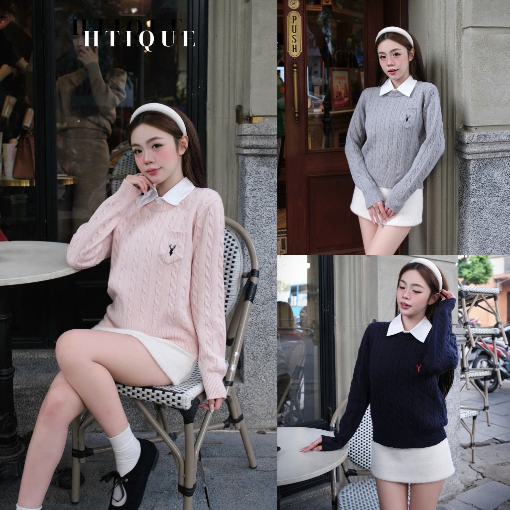 HTIQUE - DEAl mở bán Áo len dệt kim thiết kế knit basic cao cấp, Áo len dệt kim 4 màu nhẹ nhàng dạp phố LA33 | BigBuy360 - bigbuy360.vn