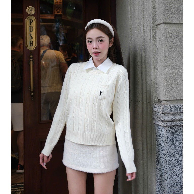 HTIQUE - DEAl mở bán Áo len dệt kim thiết kế knit basic cao cấp, Áo len dệt kim 4 màu nhẹ nhàng dạp phố LA33 | BigBuy360 - bigbuy360.vn