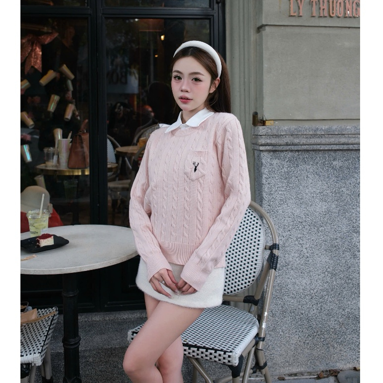 HTIQUE - DEAl mở bán Áo len dệt kim thiết kế knit basic cao cấp, Áo len dệt kim 4 màu nhẹ nhàng dạp phố LA33 | BigBuy360 - bigbuy360.vn