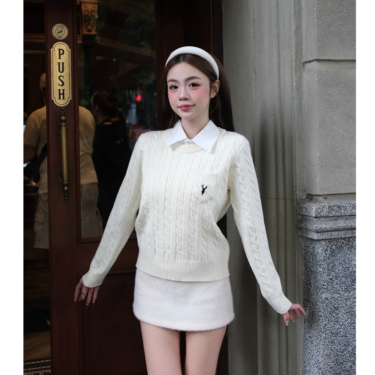 HTIQUE - DEAl mở bán Áo len dệt kim thiết kế knit basic cao cấp, Áo len dệt kim 4 màu nhẹ nhàng dạp phố LA33 | BigBuy360 - bigbuy360.vn