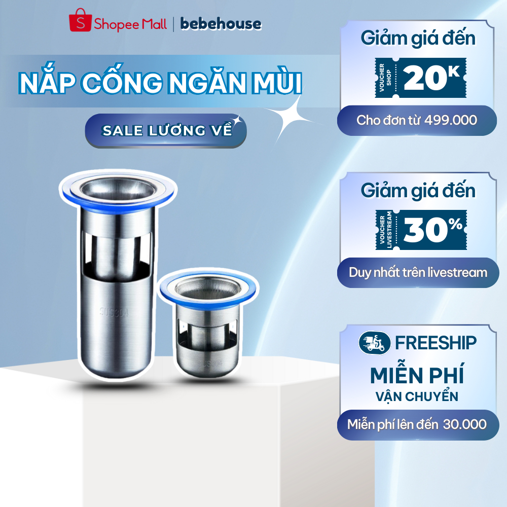  Phụ Kiện Ngăn Mùi Thoát Sàn Nhà Tắm Inox Sus 304 Lắp Thoát Sàn Chống Côn Trùng HC020 BEBEHOUSE 