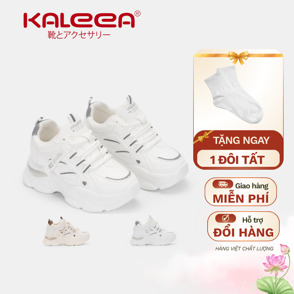 Kaleea - Giày Thể Thao Nữ  Độn Đế Hack Dáng Chất Da Mềm Đế Cao 8cm - T111