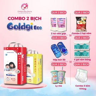   COMBO 2 Bịch   Bỉm Nhật Goldgi Eco Siêu Mỏng Nhẹ Chống Hăm Thoáng Khí Đủ Size NB S M L XL XXL Cho Bé. 
