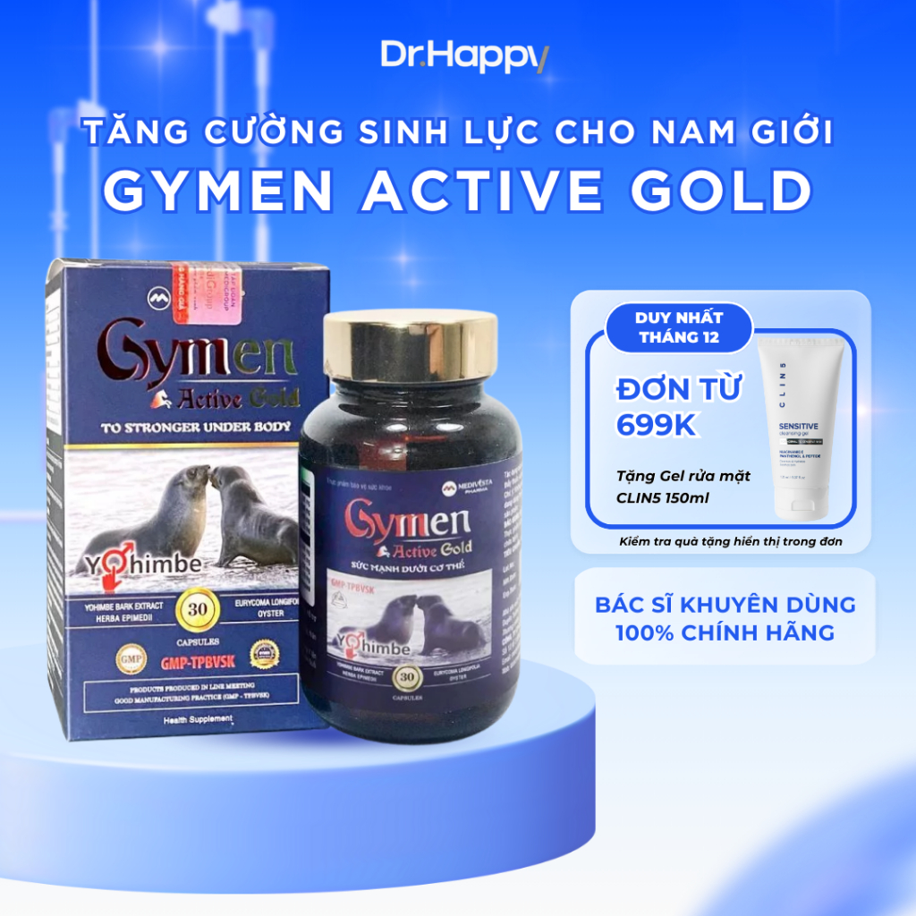 Tăng cường sinh lý nam GYMEN Active Gold bổ thận tráng dương giảm yếu sinh lý, tiểu đêm nhiều lần