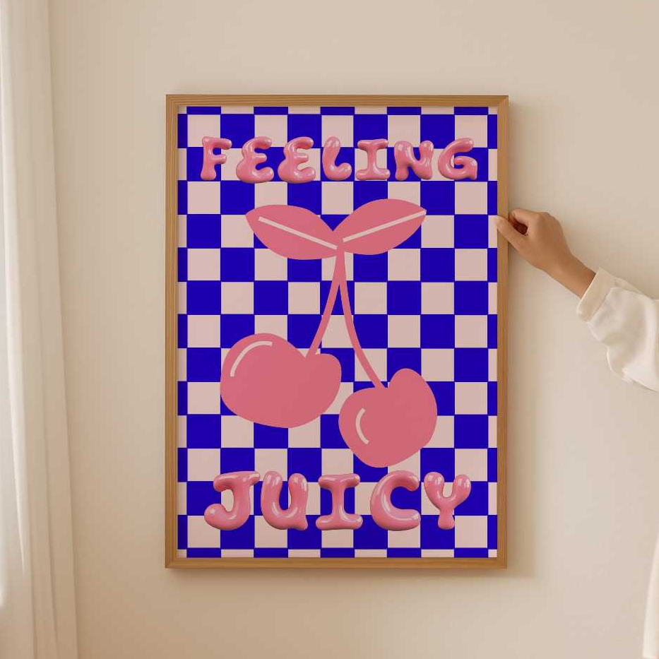Tranh treo tường, Cherry dopamine decor Poster for Aesthetic Wall Art, Juicy Print for Coquette room