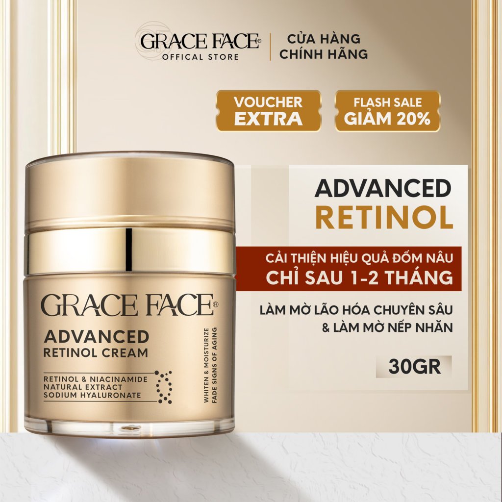 Kem dưỡng retinol dưỡng da trắng sáng, mờ thâm, giảm nếp nhăn Grace Face Advanced Retinol 30g