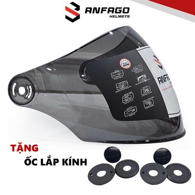 Kính chắn bụi mũ bảo hiểm ANFAGO Helmets, kiểu kính dài che cả mặt, màu đen chống nắng, chống chói, hạn chế tia UV