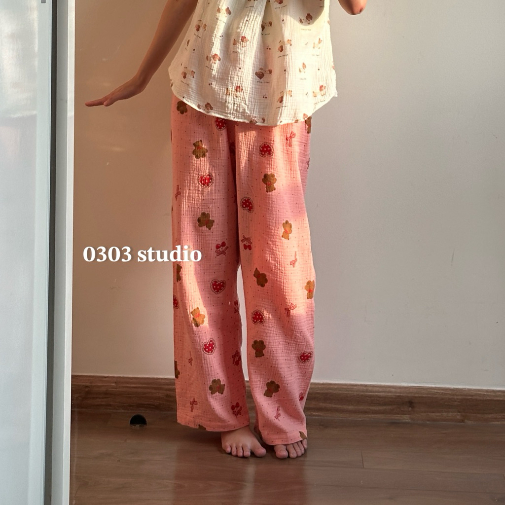 | 0303 studio | Quần dài muslin mặc nhà - dòng Ấm Êm