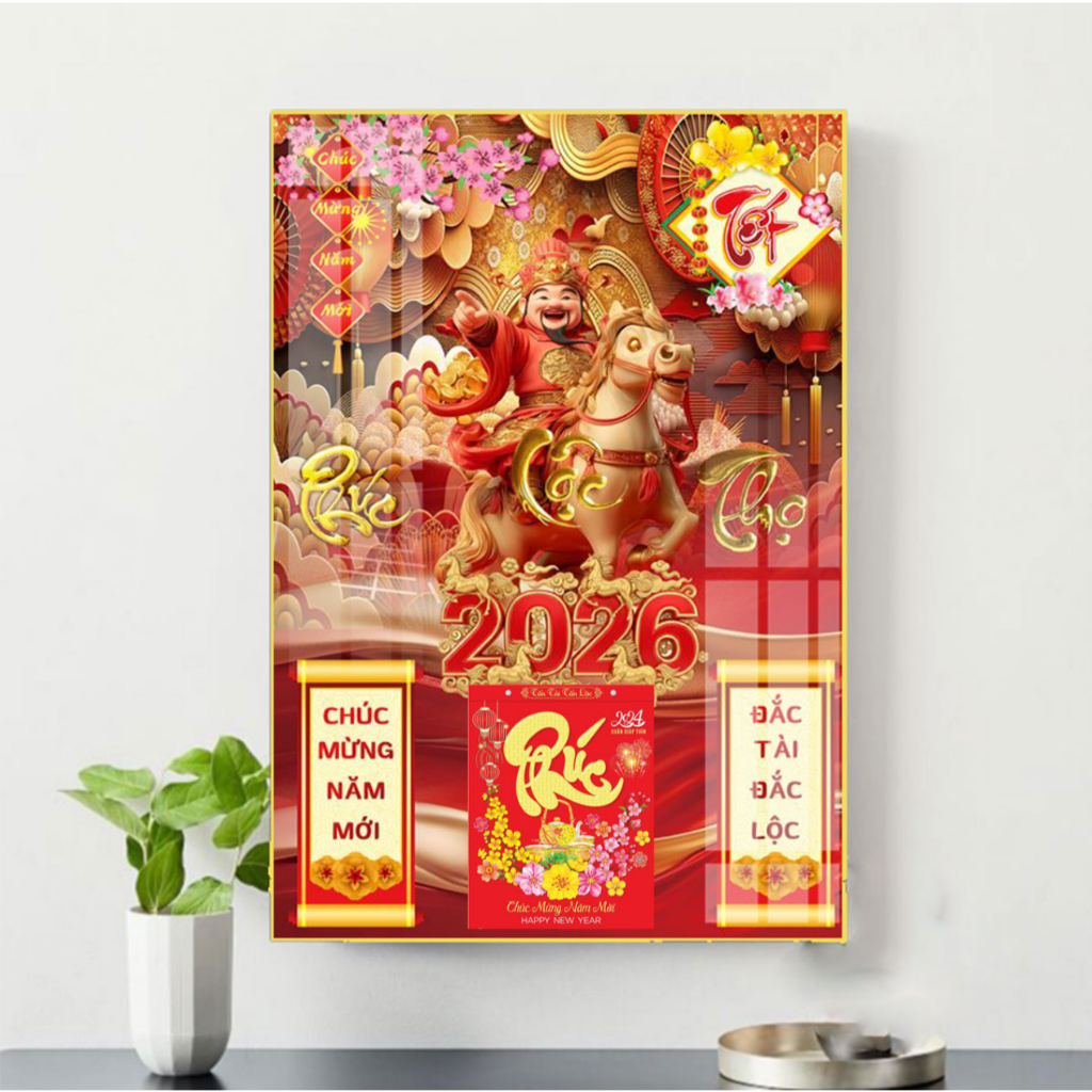 Lịch Tết 2026 - Đốc Lịch Tráng Gương Năm 2026– Khung Bo Tròn Đẹp, Kèm Lịch – Quà Tặng Tết Ý Nghĩa
