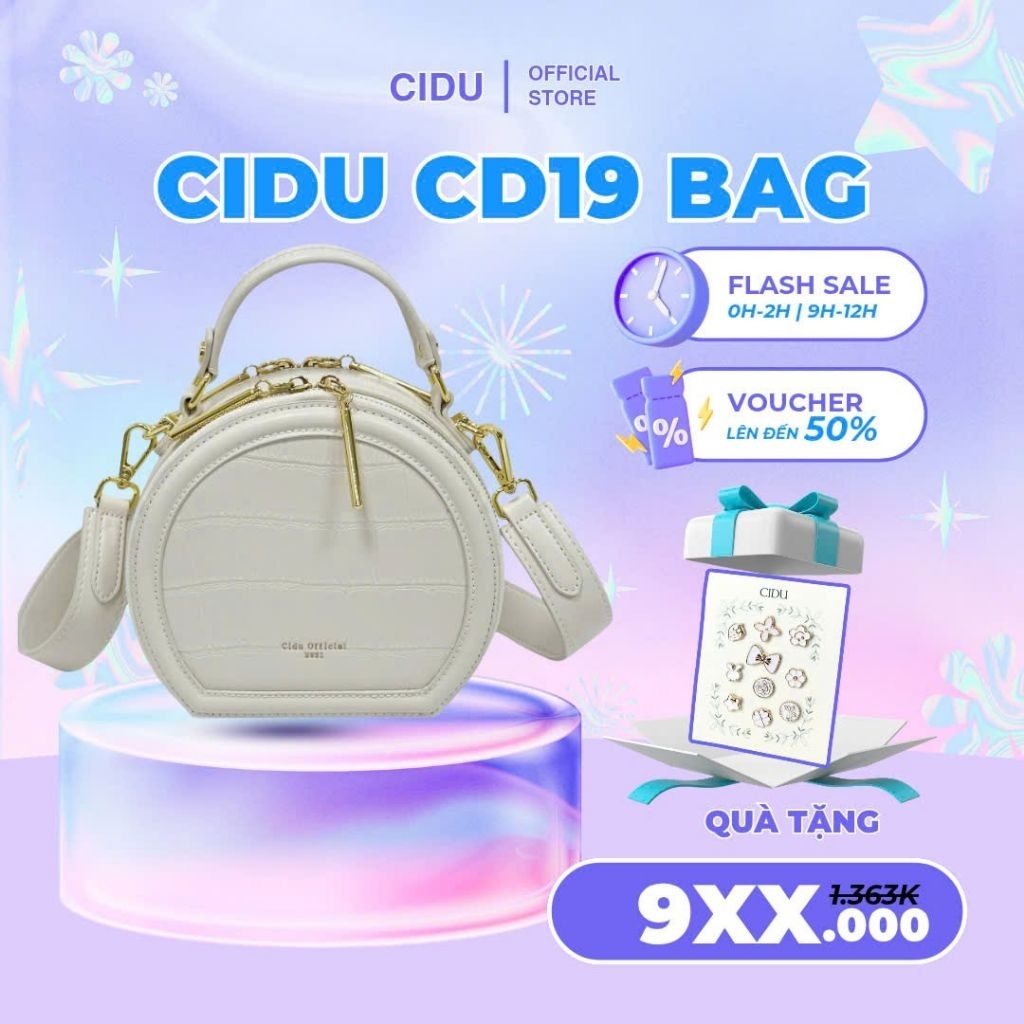 Túi Tròn Mix Dây Đeo Chéo Vân Da Cá Sấu Cidu CD-19