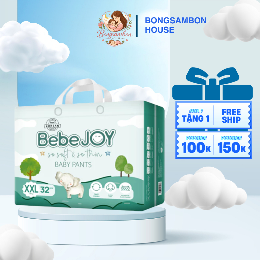 BebeJOY - Bỉm quần - Size XXL - 15kg++ - 32 miếng  - BONGSAMBON HOUSE