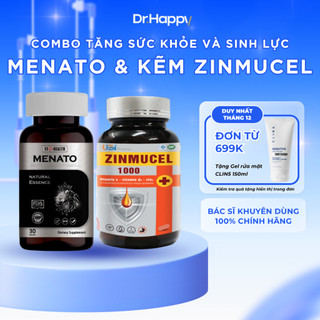  CHE TÊN  Combo Tăng cường & Cải thiện cho Nam giới Viên uống MENATO + KẼM ZINMUCEL hộp 30 viên 