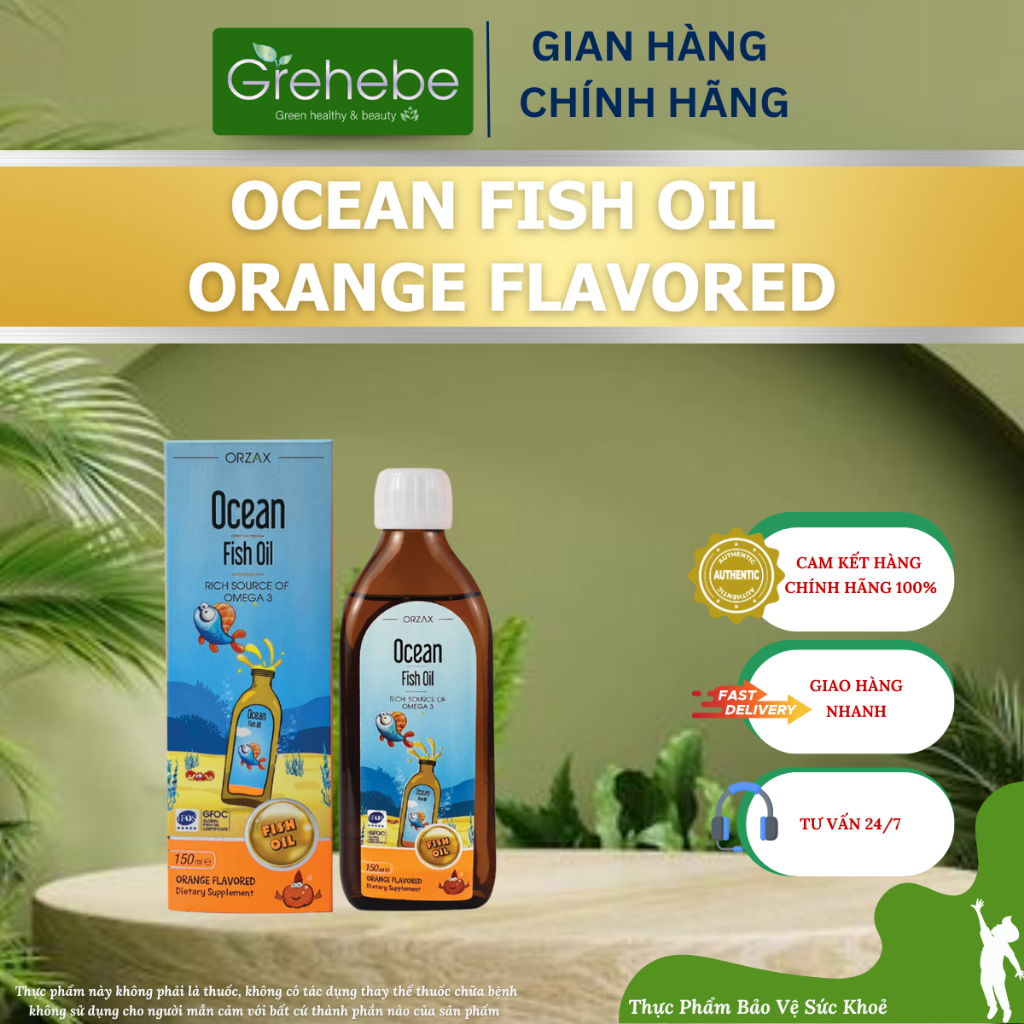 [TPBVSK] OCEAN FISH OIL ORANGE FLAVORED – Hỗ Trợ Phát Triển Trí Não Và Thị Giác Của Trẻ (Chai 150ml)