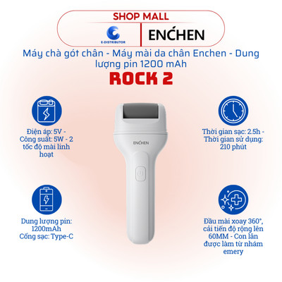 [HỎA TỐC] Máy chà gót chân Enchen Rock 2 (Chỉ 1 đầu mài) - Dung lượng pin 1200mAh - Hàng chính hãng