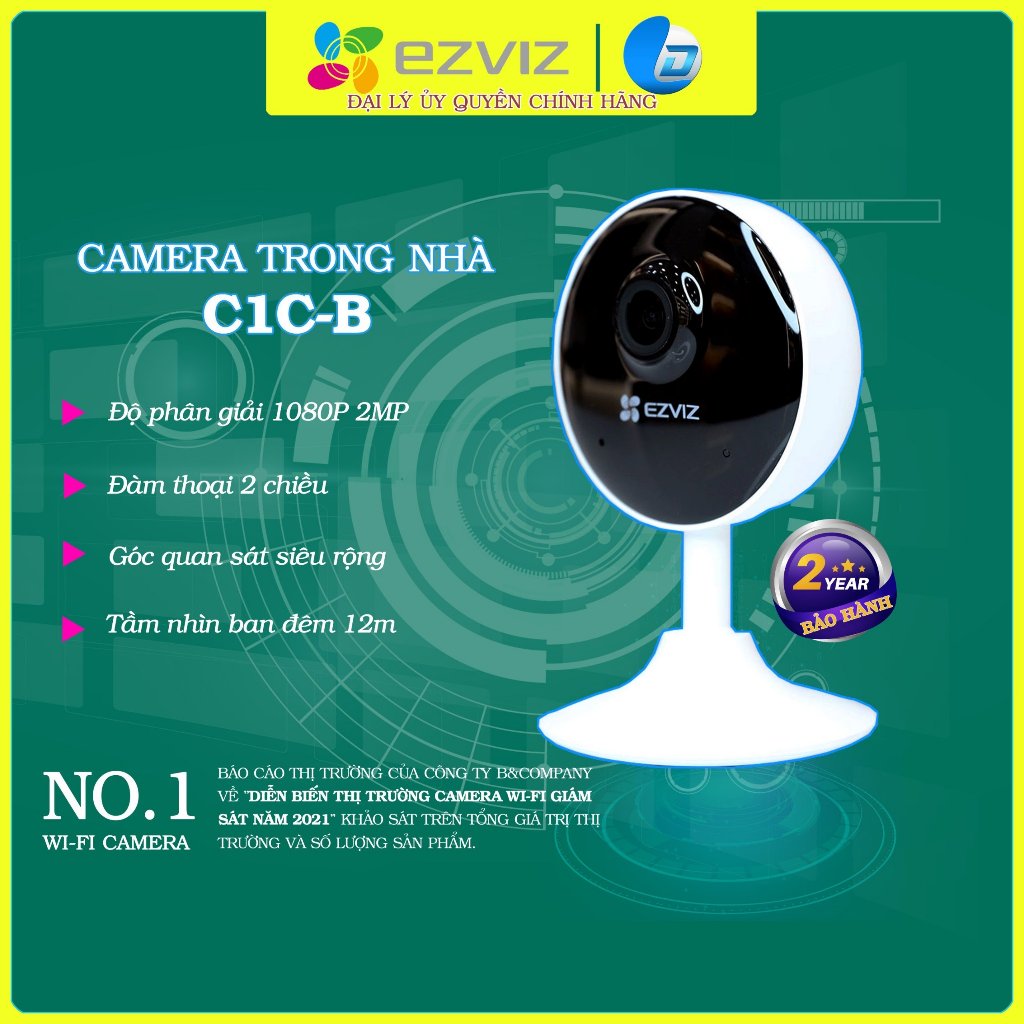 Camera wifi đế nam châm Ezviz C1C 2MP 1080P chính hãng, đàm thoại 2 chiều