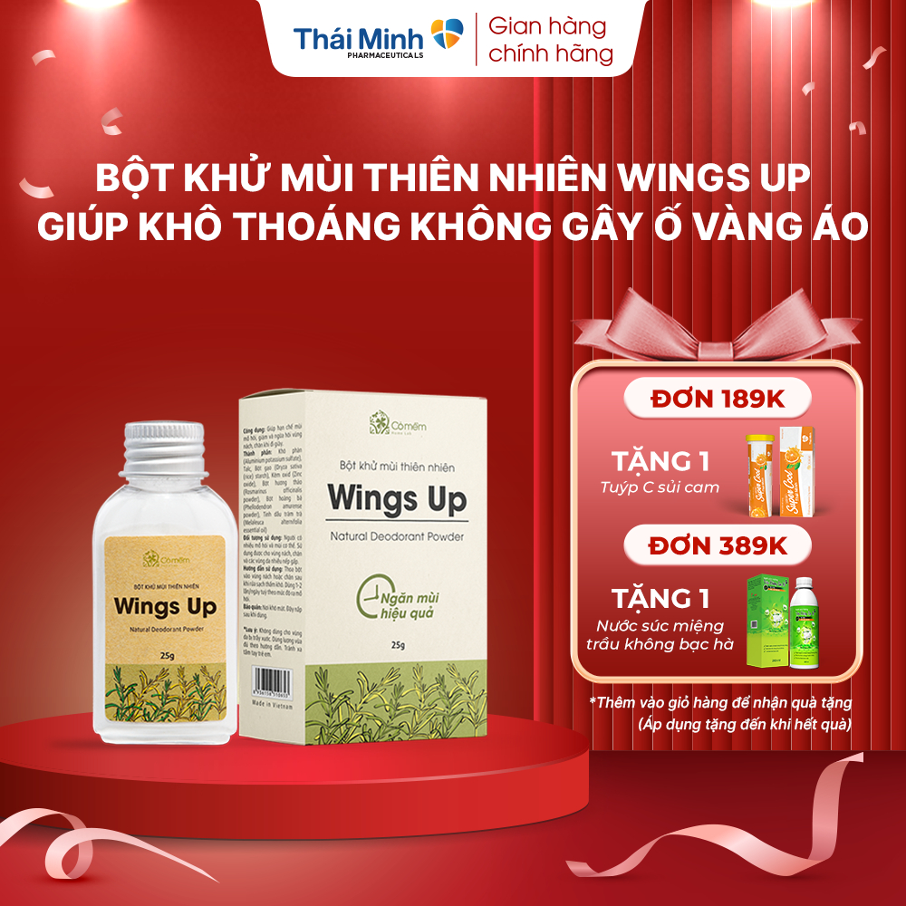 Bột Khử Mùi Wings Up Cỏ Mềm - Giảm Mùi Hôi Chân - Hôi Nách - Hạn Chế Tiết Mồ Hôi Hôi - Lọ 25g