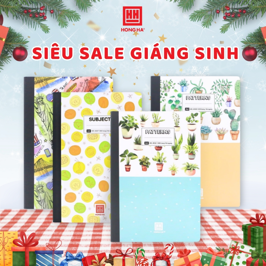  Sổ vở bìa bồi cứng 200 260 300 360 400 420 trang kẻ ngang A4 Hồng Hà 