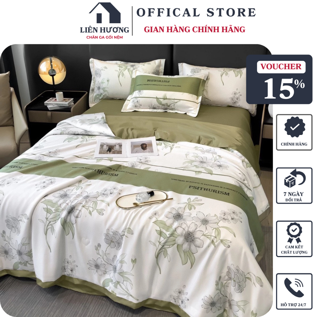 Bộ Chăn Ga Gối Lụa Thái Nhập Khẩu Cao Cấp, Chất Liệu Lụa Thái Mềm Mịn, Thoải Mái, Thoáng Mát, Chăn Đã Có Ruột (Sẵn Hàng)