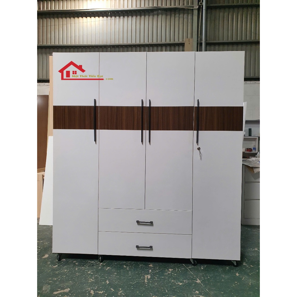 [BH 10 NĂM] Tủ quần áo cao cấp 4 cánh 1m8x1m6 rỗng rãi nhựa Ecoplast giá xưởng