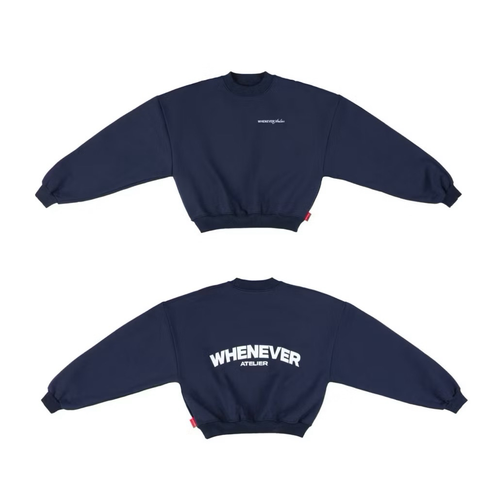 ÁO SWEATER WHENEVER thêu xanh navy
